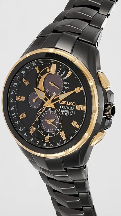 Seiko Analog Black Dial Men's Watch-SSC573P1 Stainless Steel, Black Strap