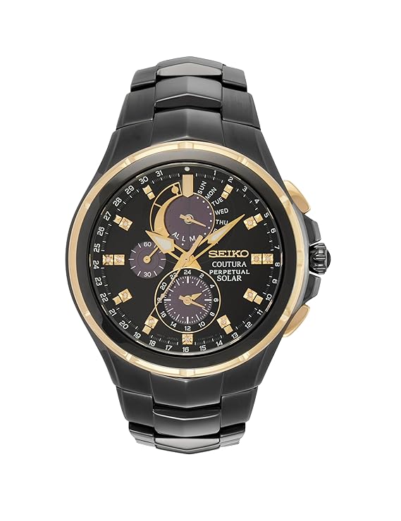 Seiko Analog Black Dial Men's Watch-SSC573P1 Stainless Steel, Black Strap