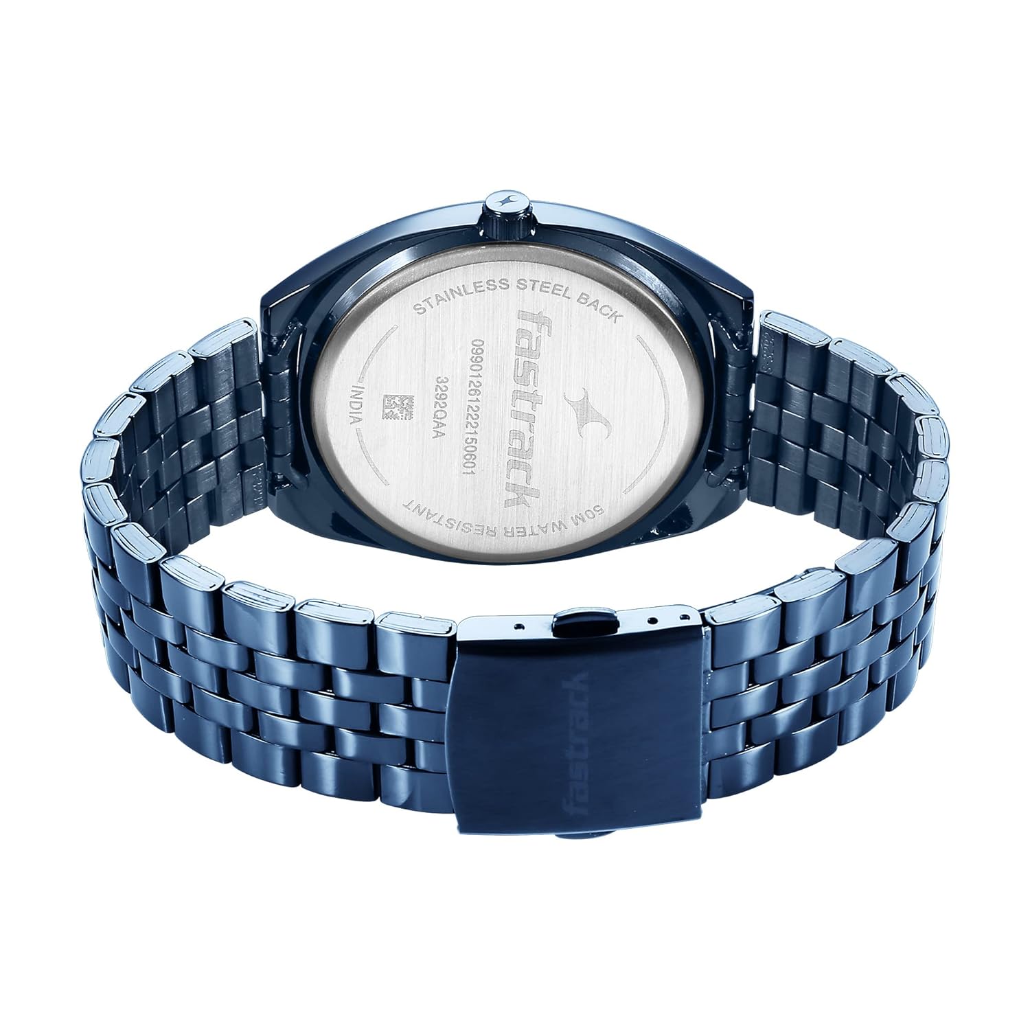 Fastrack Snob X Quartz Analog with Day and Date Blue Dial Blue Metal Strap Watch for Guys
