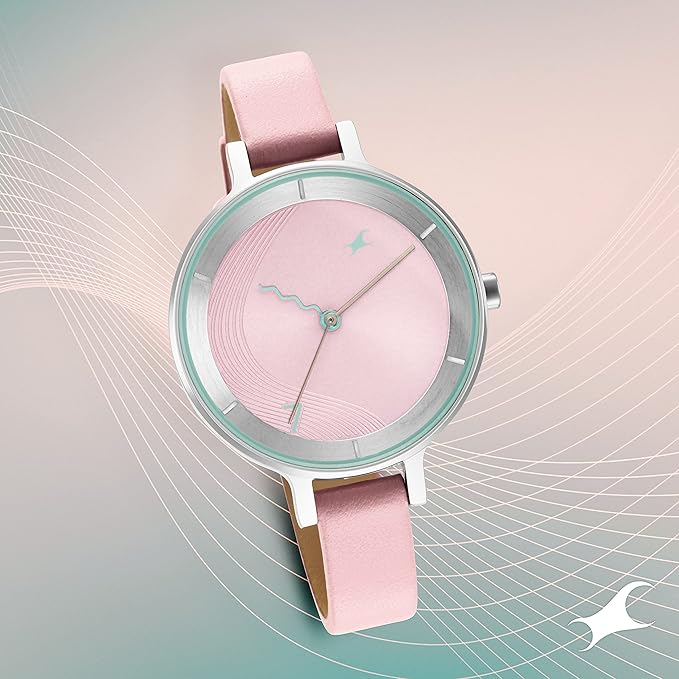 Fastrack Stunners Quartz Analog Pink Dial Leather Strap Watch for Girls