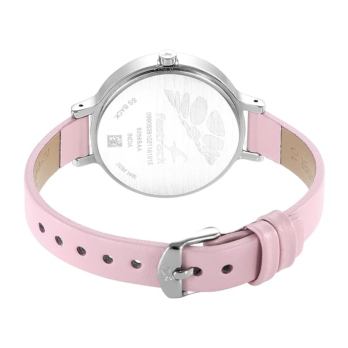 Fastrack Stunners Quartz Analog Pink Dial Leather Strap Watch for Girls