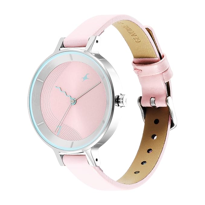 Fastrack Stunners Quartz Analog Pink Dial Leather Strap Watch for Girls