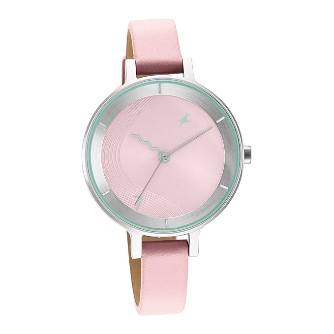 Fastrack Stunners Quartz Analog Pink Dial Leather Strap Watch for Girls