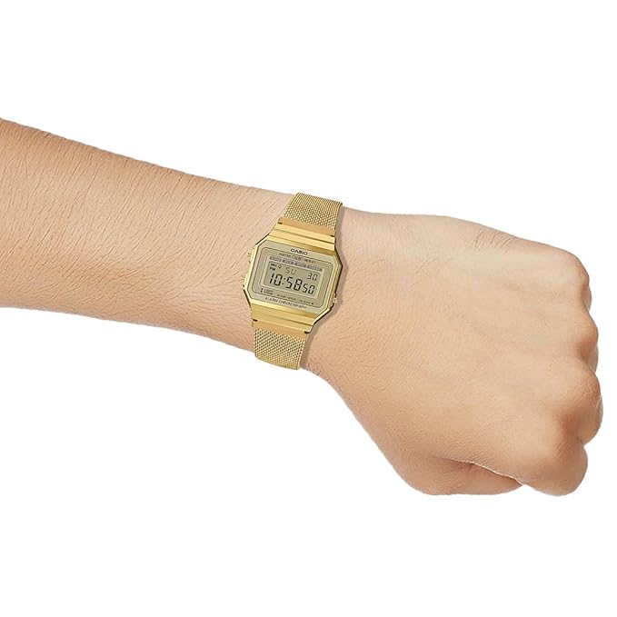 Casio Vintage A700WMG-9ADF Digital Gold Dial Unisex Watch Gold Metal Strap