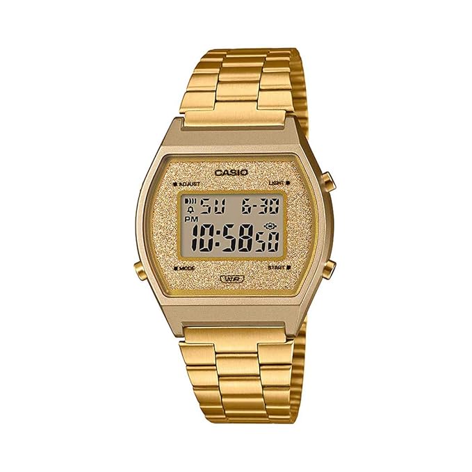 Casio Unisex Vintage B640WGG-9DF Gold Digital Dial Gold Stainless Steel Band