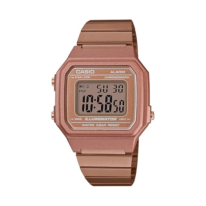 Casio Unisex-Adult Vintage B650WC-5ADF Rose Gold Digital Dial Rose Gold Stainless Steel Band