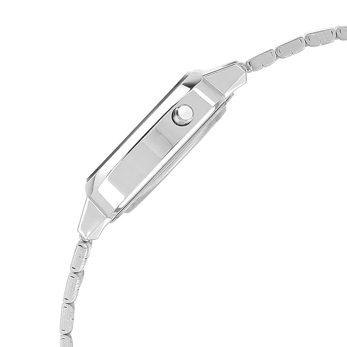 Casio Vintage LA670WA-7DF Digital Grey Dial Women Watch Silver Stainless Steel Strap