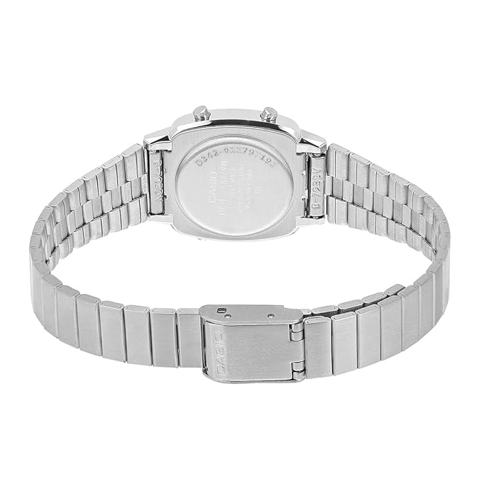 Casio Vintage LA670WA-7DF Digital Grey Dial Women Watch Silver Stainless Steel Strap