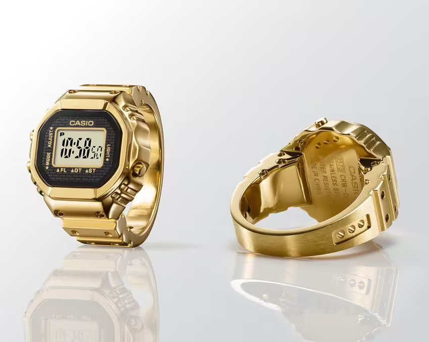 Men Quartz Gold Dial Digital Stainless Steel Watch