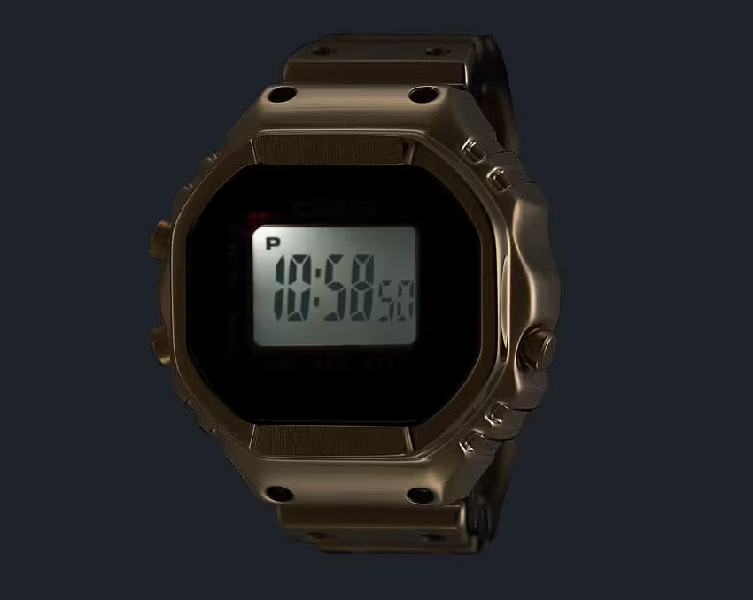 Men Quartz Gold Dial Digital Stainless Steel Watch