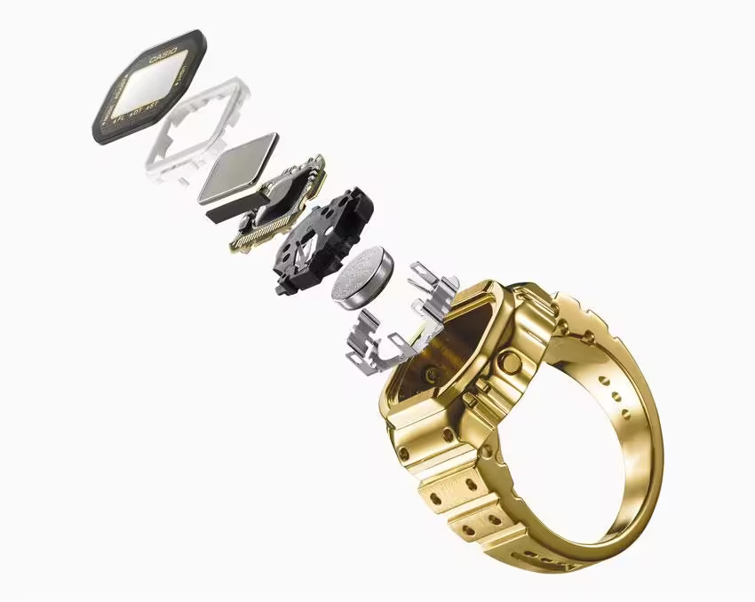 Men Quartz Gold Dial Digital Stainless Steel Watch