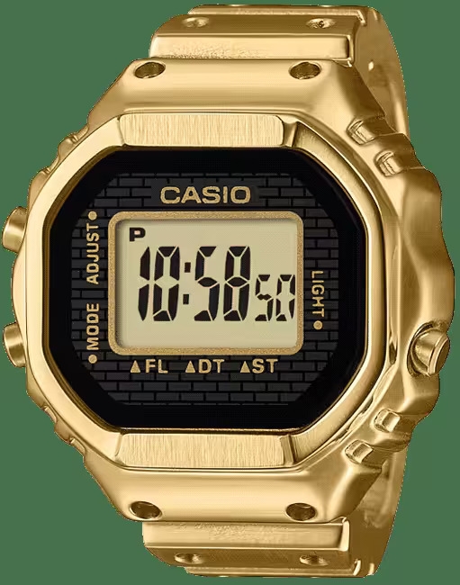 Men Quartz Gold Dial Digital Stainless Steel Watch