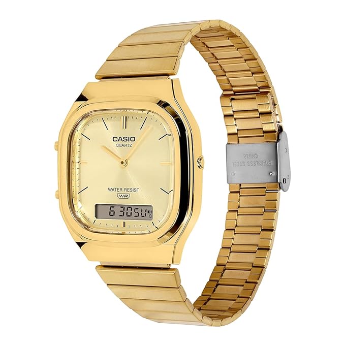 Casio Vintage AQ-240EG-9ADF Analog-Digital Gold Dial Unisex