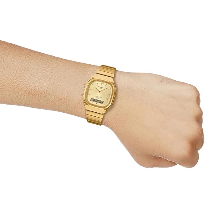 Casio Vintage AQ-240EG-9ADF Analog-Digital Gold Dial Unisex
