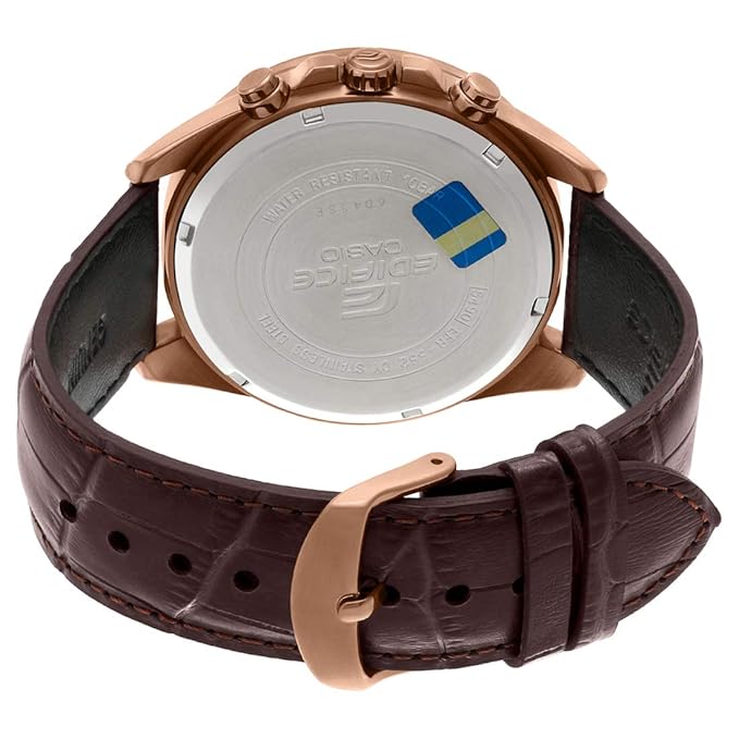 Casio EDifice EFR-552GL-2AVUDF Blue Analog Dial Brown Leather Band Men's Watch Chronograph 100M Water Resistant