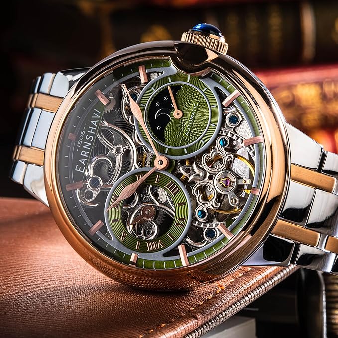 Earnshaw Barallier Moonphase Skeleton Automatic Watch for Men