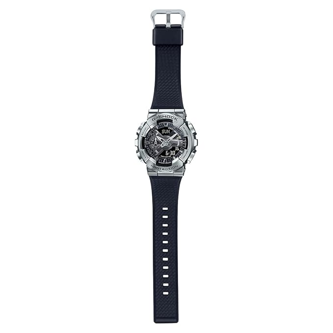 Casio G-Shock GM-110-1ADR Silver Analog-Digital Dial Black Resin Strap Men's Watch Shock And 200M Water Resistant G1051