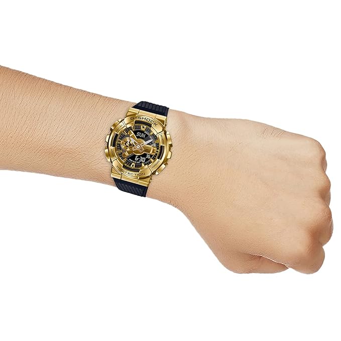 Casio G-Shock GM-110G-1A9DR Gold Ip Black & Gold Analog-Digital Dial Black Resin Strap Men's Watch Shock And 200M Water Resistant