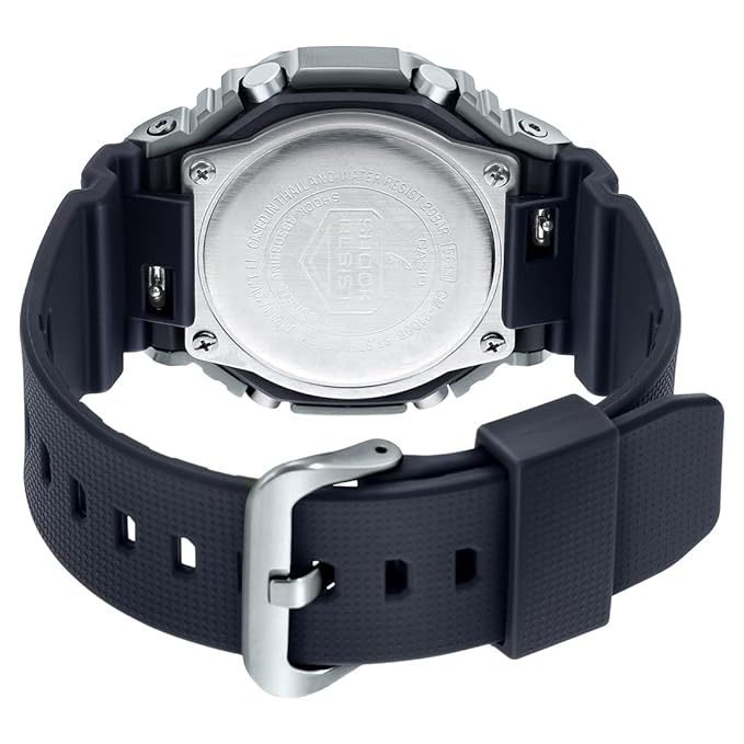 Casio G-Shock GM-2100-1ADR Silver Analog-Digital Dial Black Resin Strap Men's Watch Shock and 200M Water Resistant