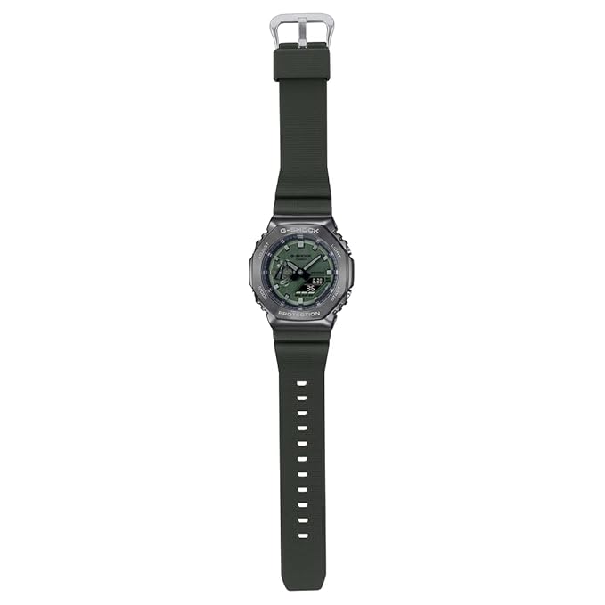 Casio G-Shock GM-2100B-3ADR Dark Grey IP Green Analog-Digital Dial Green Resin Strap Men's Watch Shock and 200M Water Resistant