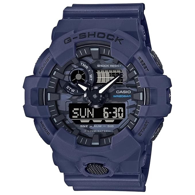 Casio G-Shock GA-700CA-2ADR Blue Analog-Digital Dial Blue Resin Strap Men's Watch Shock and 200M Water Resistant