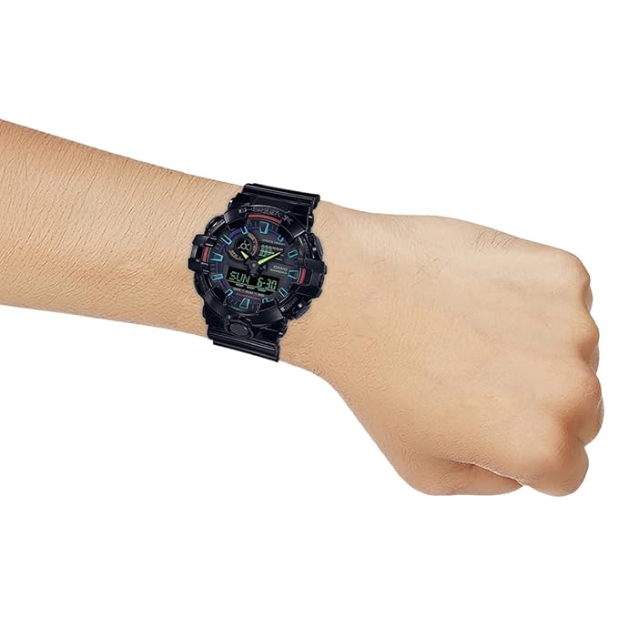 Casio G-Shock GA-700RGB-1ADR Multi-Coloured Analog-Digital Dial Black Resin Strap Men's Watch Shock and 200M Water Resistant