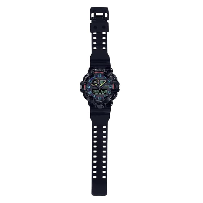 Casio G-Shock GA-700RGB-1ADR Multi-Coloured Analog-Digital Dial Black Resin Strap Men's Watch Shock and 200M Water Resistant