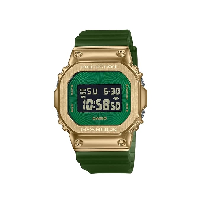 Casio G-Shock GM-5600CL-3DR Gold IP Green Digital Dial Translucent Green Resin Strap Men's Watch Shock and 200M Water Resistant