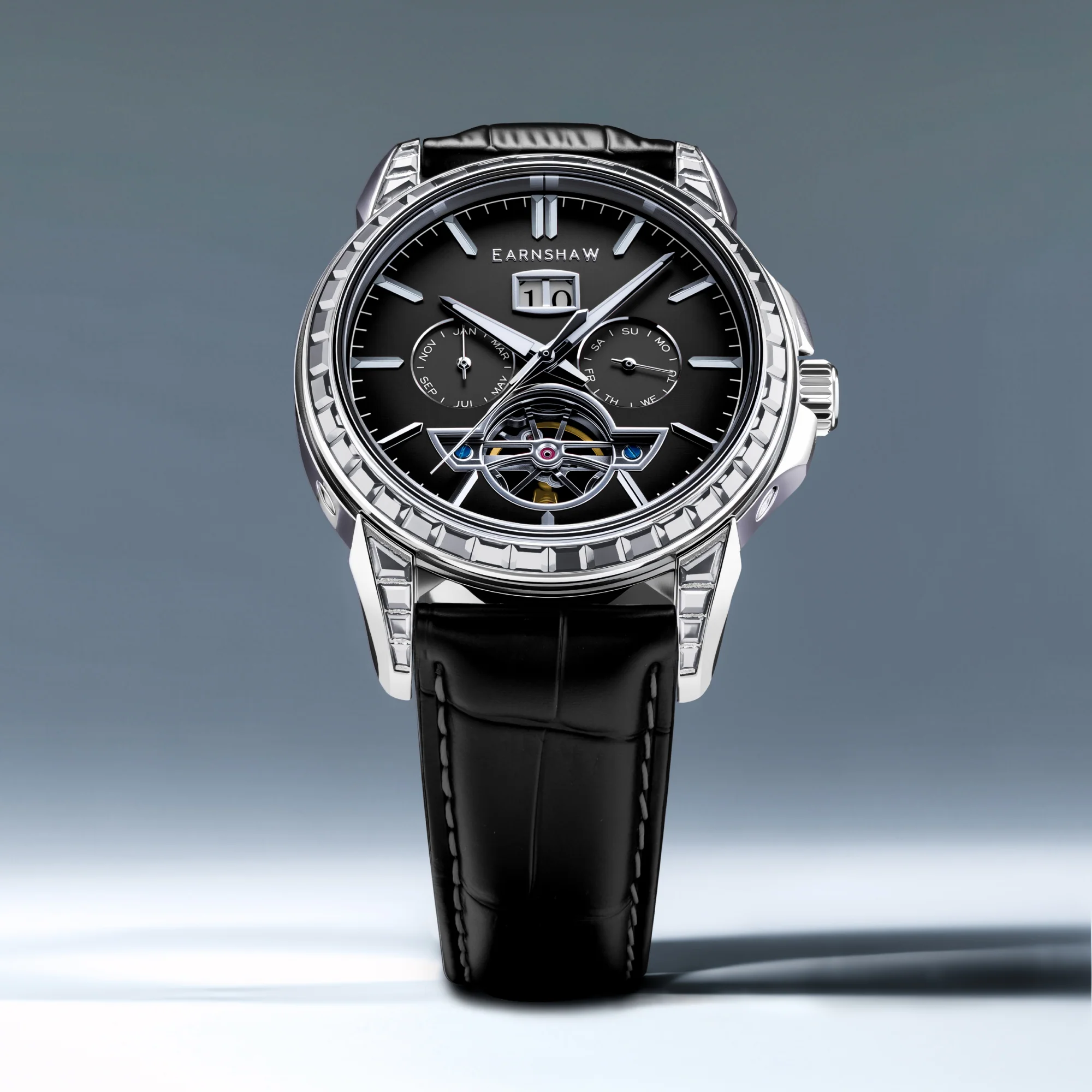 EARNSHAW NAWAB Grand Date Calendar Open Heart Automatic Limited Edition Midnight Jewel