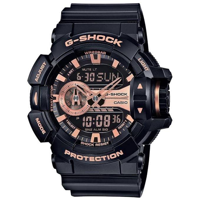 Casio G-Shock GA-400GB-1A4DR Black & Gold Analog-Digital Dial Black Resin Strap Men's Watch Shock And 200M Water Resistant