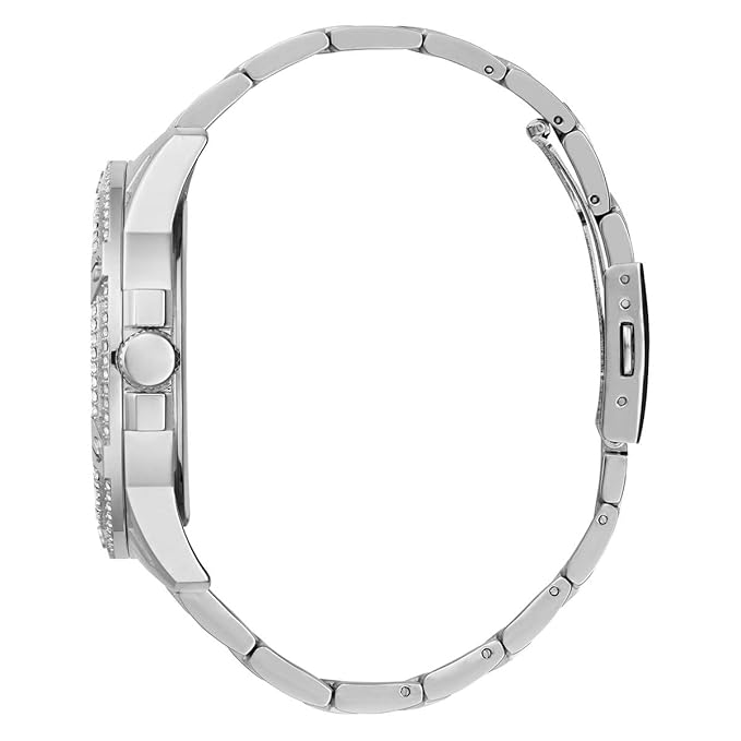 Guess US Men's Silver-Tone Rhinestone Cut-Through Watch