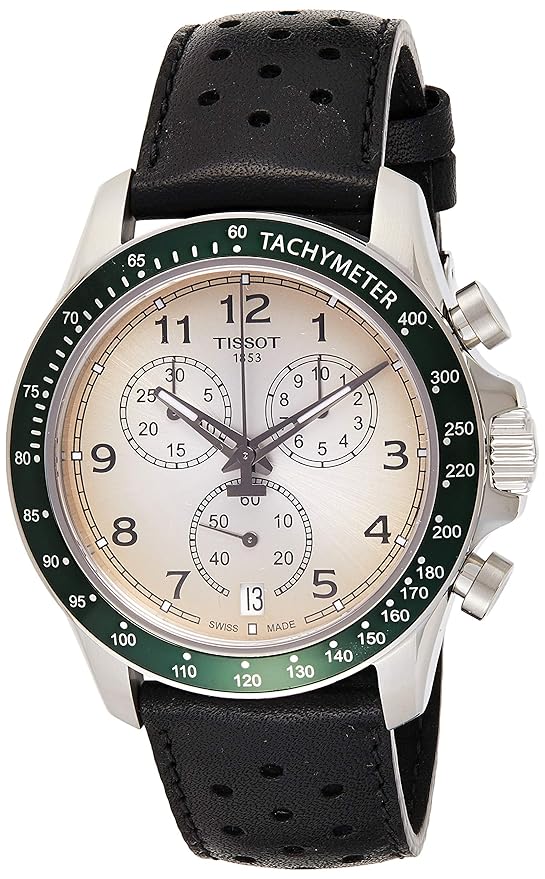 Tissot Men's Stainless Steel Quartz Watch with Leather-Synthetic Strap, Brown, 21