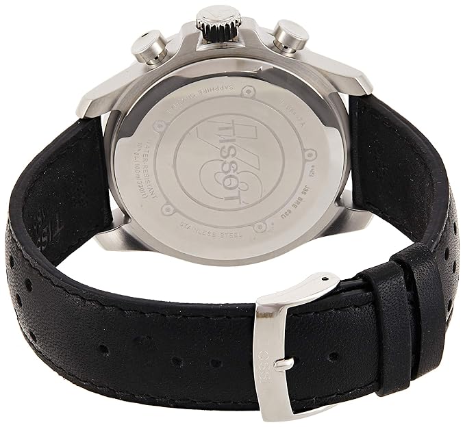 Tissot Men's Stainless Steel Quartz Watch with Leather-Synthetic Strap, Brown, 21