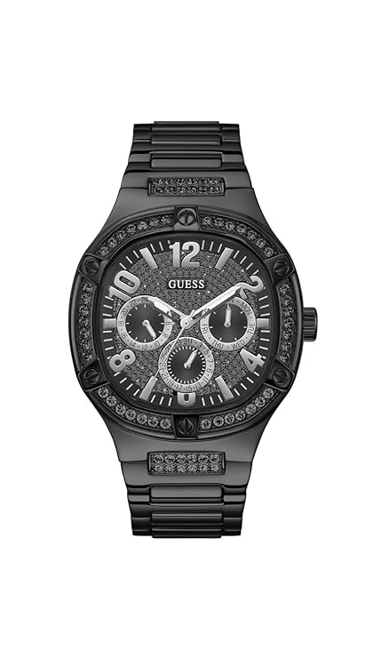 GUESS Stainless Steel Men's 46mm Analog Watch - Black Strap and Dial With Black Case