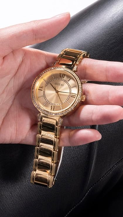 GUESS Round 36mm Champagne Dial Analog Women Watch