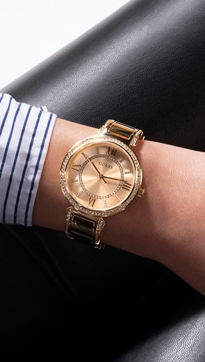 GUESS Round 36mm Champagne Dial Analog Women Watch