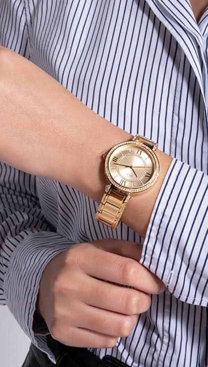 GUESS Round 36mm Champagne Dial Analog Women Watch