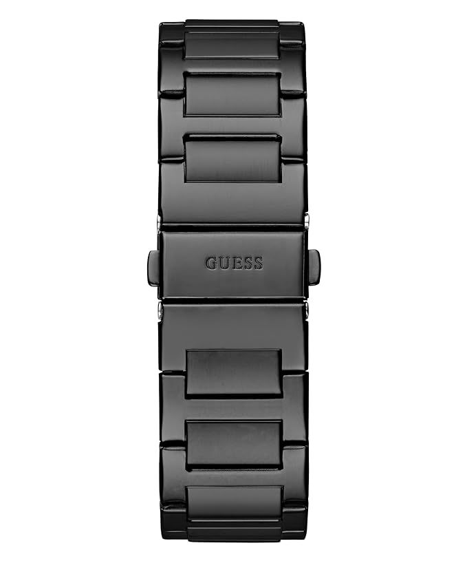 GUESS Men Black Square Stainless Steel Dial Analog Watch