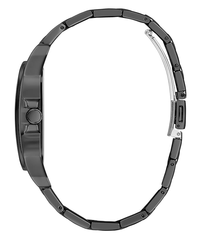 GUESS Men Black Square Stainless Steel Dial Analog Watch