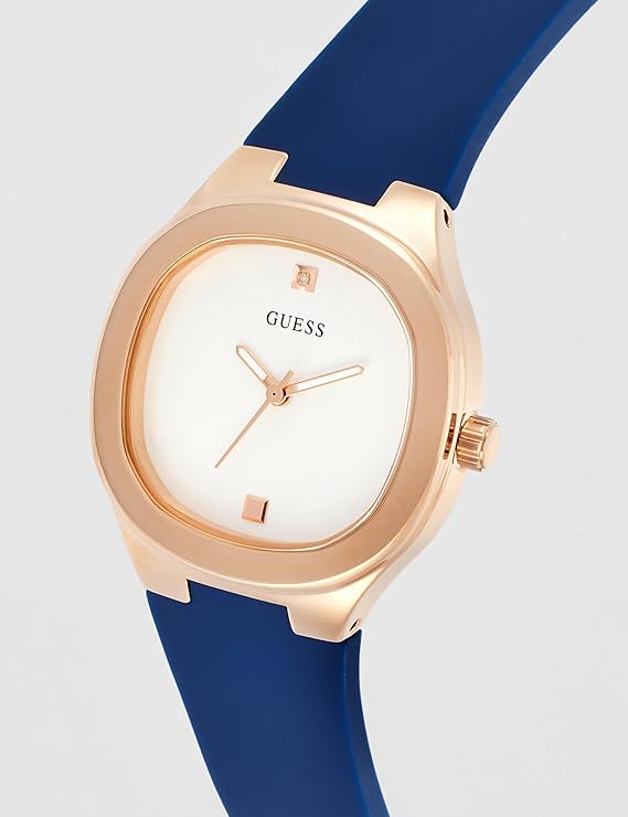 Guess Women's Silicone Analog White Dial Blue Band Watch
