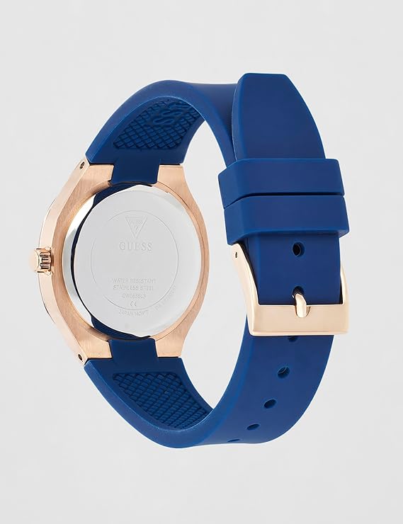 Guess Women's Silicone Analog White Dial Blue Band Watch
