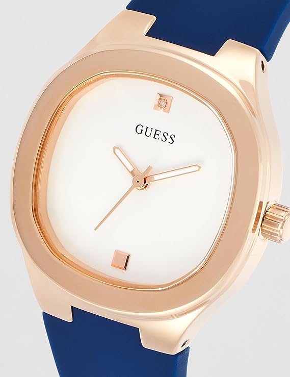 Guess Women's Silicone Analog White Dial Blue Band Watch