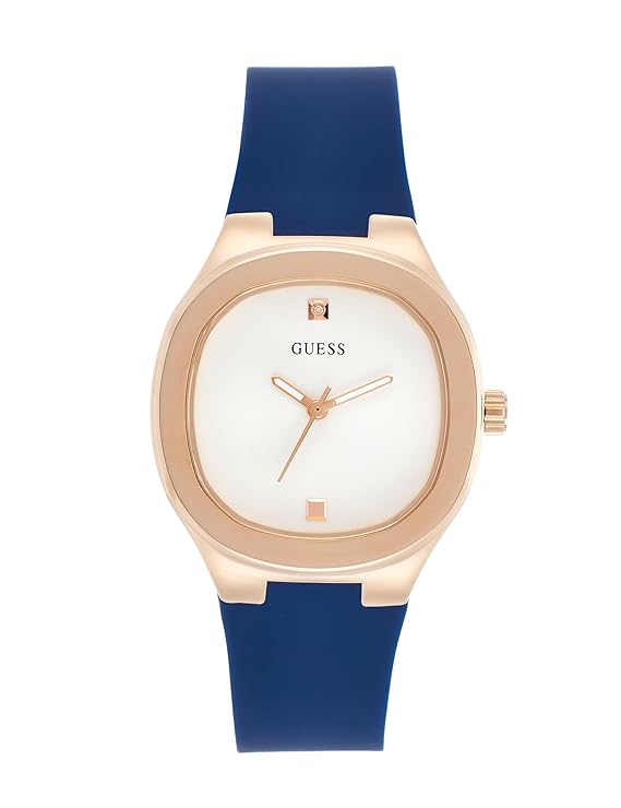 Guess Women's Silicone Analog White Dial Blue Band Watch