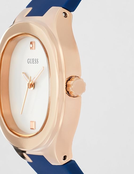 Guess Women's Silicone Analog White Dial Blue Band Watch