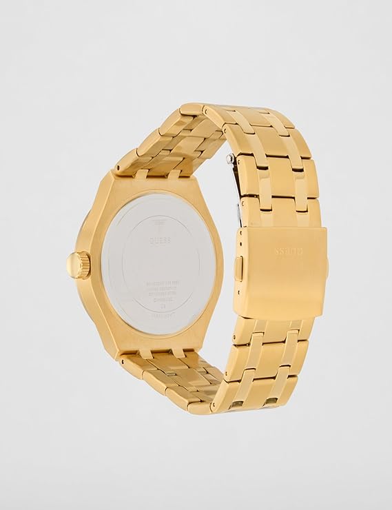 Guess Stainless Steel Men Green Analog Round Dial Watch- Gw0661G2, Gold Band
