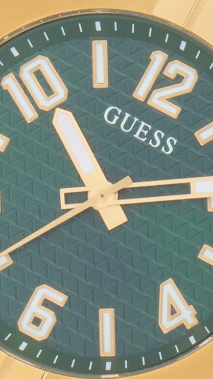 Guess Stainless Steel Men Green Analog Round Dial Watch- Gw0661G2, Gold Band