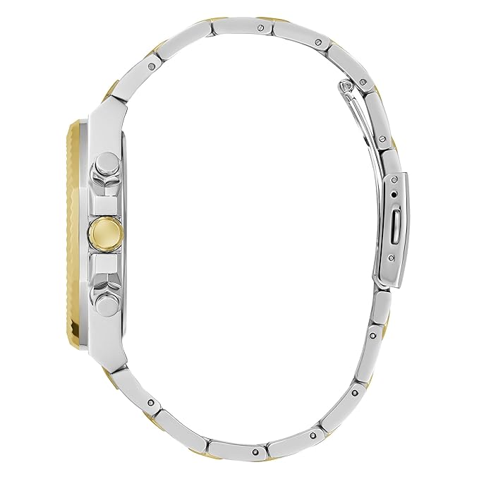 GUESS Analog Blue Dial Men's Stainless Steel Two Tone Band Watch