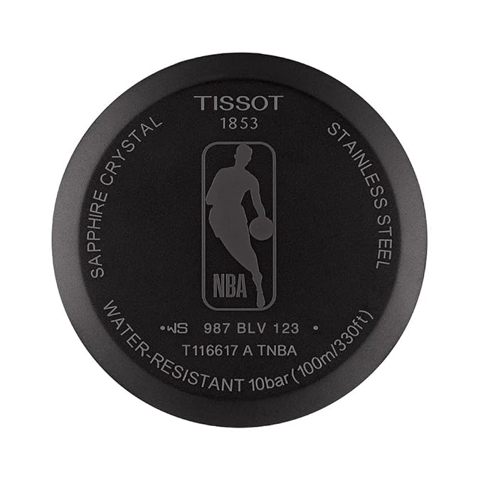 Tissot Mens Chrono XL NBA San Antonio Spurs 316L Stainless Steel case with Black PVD Coating Swiss Quartz Watch, Black,Silvered, Leather, 22, Black, Quartz Watch