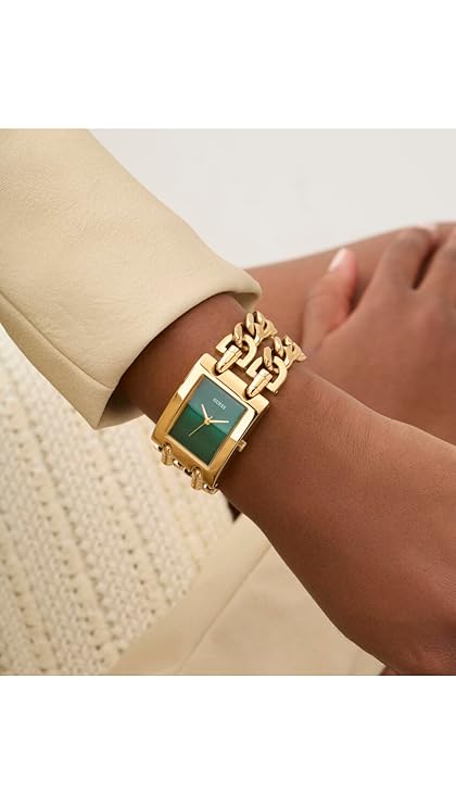 GUESS Mod Heavy Metal Green Rectangle Dial Analog Women's Watch