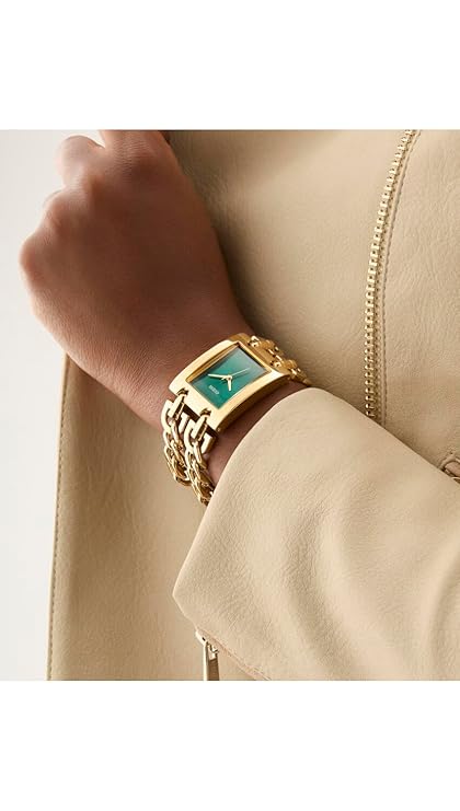 GUESS Mod Heavy Metal Green Rectangle Dial Analog Women's Watch